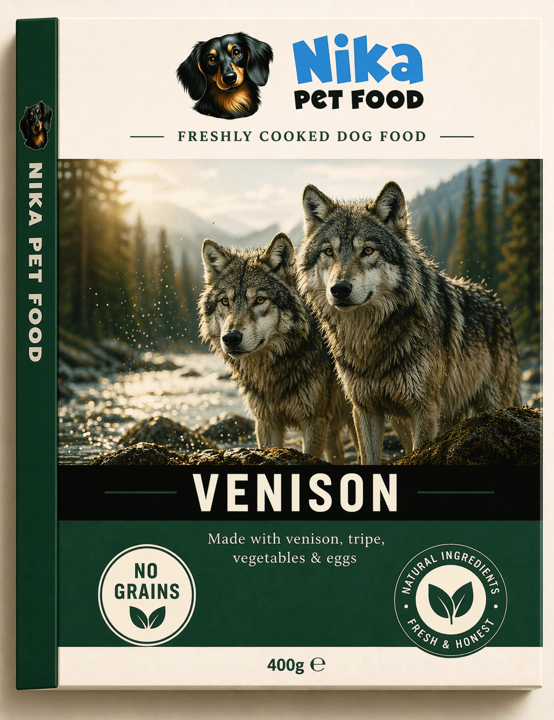 Premium venison freshly cooked dog food by Nika Pet Food