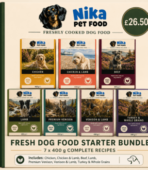 Nika Pet Food Fresh Dog Food Starter Bundle with seven complete recipes in 400 g packs