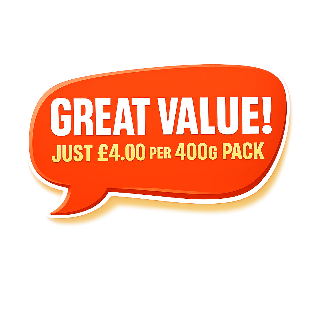 Nika Pet Food great value graphic showing £4 per 400g pack